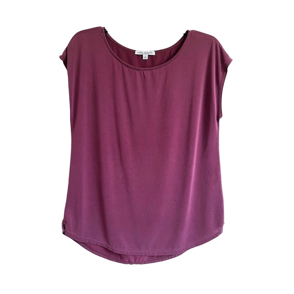 Lot of 3 Green Envelope Modern Works Womens Tops Medium Red Burgundy Pink Blouse - Picture 3 of 12